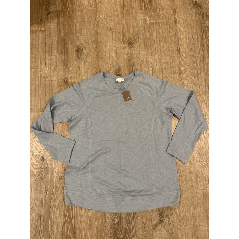 J. Jill Long Sleeve Tunic Women's Size Medium Light Blue Cotton Blend Basic